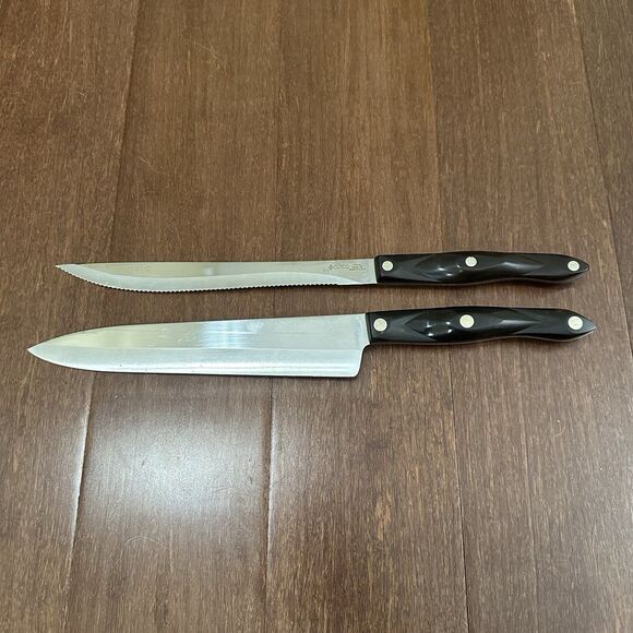 Cutco Other - CUTCO  1725 French Chefs Knife 1723 Serrated Carving Knife 9” Brown Handle USA